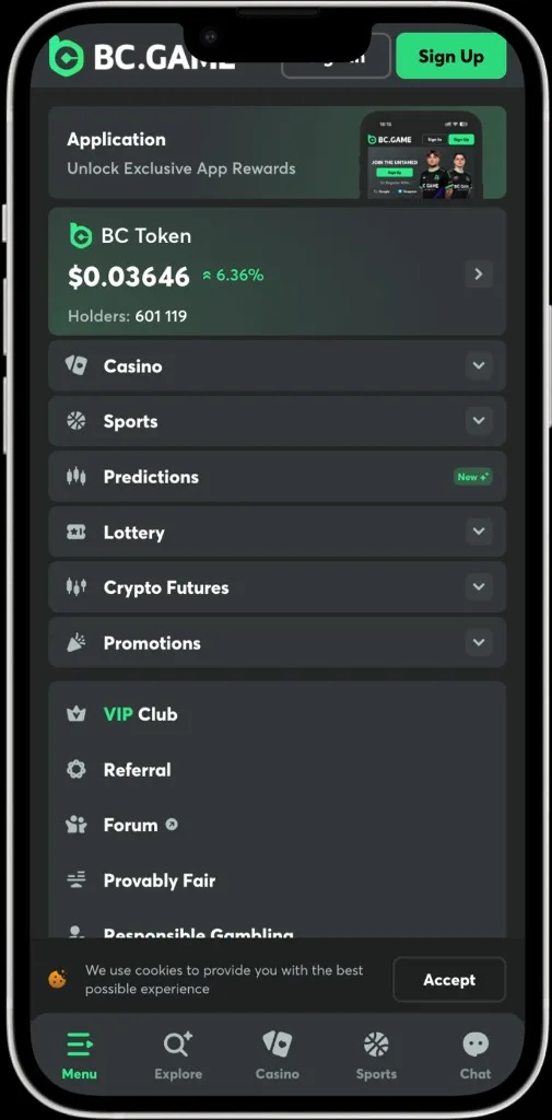 BC Game app – Wallet and BC Token